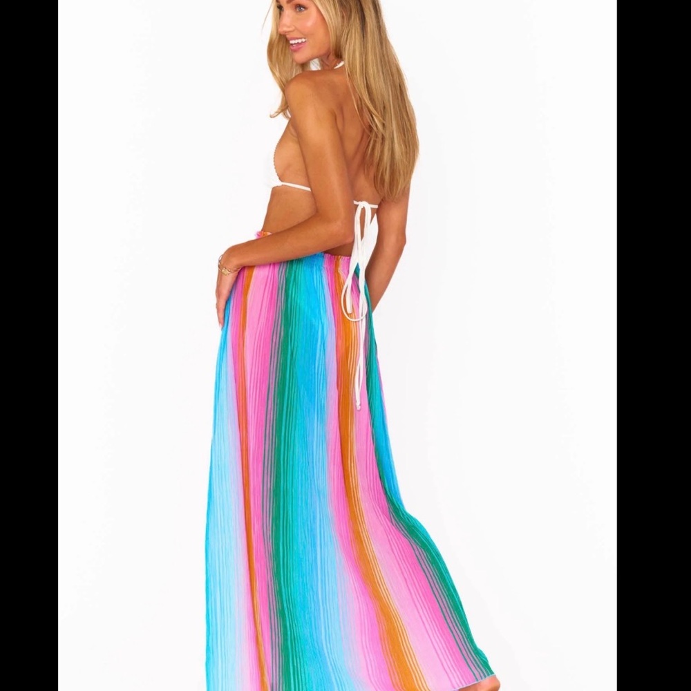 Show Me Your Mumu Portofino Rainbow Stripe Maxi Sarong Skirt - Size Medium - Picture 2 of 4